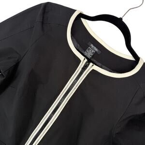 Bob Mackie Studio Black with Cream Trim Full Zip Blazer Jacket NWT 10